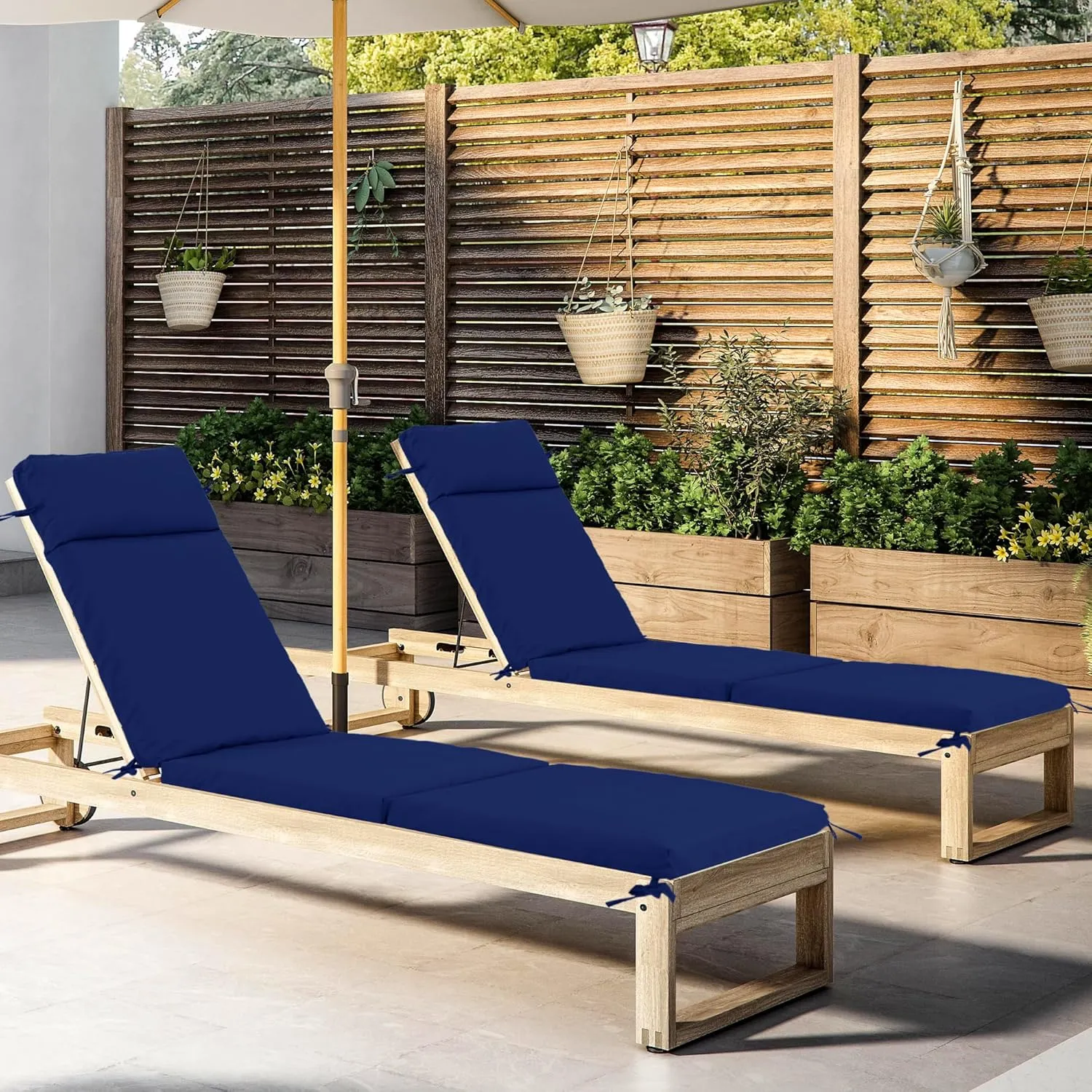 Chaise Lounge Cushion 72x21x3 Inch ?Set of 2 Outdoor Lounge Chair Cushions, Lounger Pad Replacement with Fade-Resistant, Removable & Machine-Washable Covers, Ideal for Patio Chaise Chairs, Navy Blue