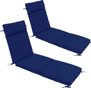 Chaise Lounge Cushion 72x21x3 Inch ?Set of 2 Outdoor Lounge Chair Cushions, Lounger Pad Replacement with Fade-Resistant, Removable & Machine-Washable Covers, Ideal for Patio Chaise Chairs, Navy Blue