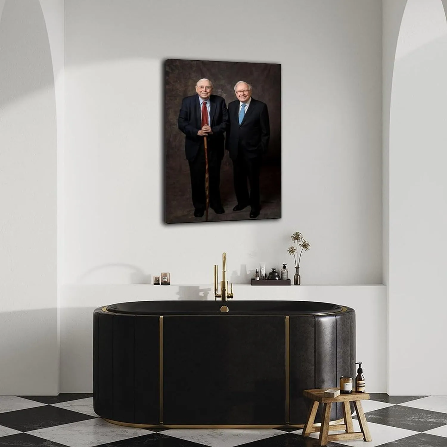 Charlie Mungers And Warren Buffett Black And White Portrait Art Posters Canvas Painting Wall Art Poster for Bedroom Living Room Decor 24x36inch(60x90cm) Frame-style