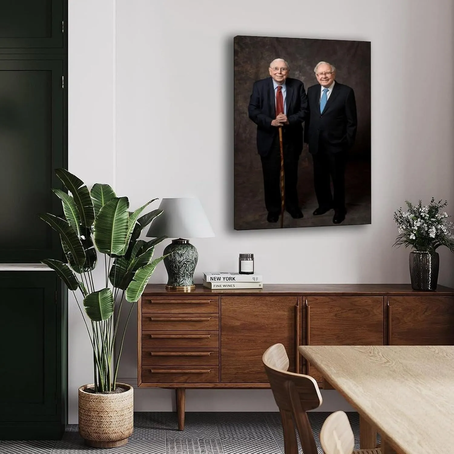 Charlie Mungers And Warren Buffett Black And White Portrait Art Posters Canvas Painting Wall Art Poster for Bedroom Living Room Decor 24x36inch(60x90cm) Frame-style