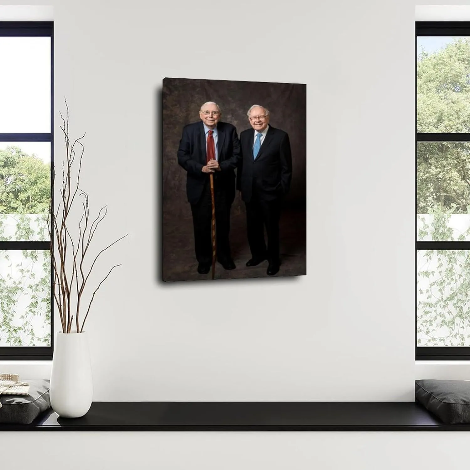 Charlie Mungers And Warren Buffett Black And White Portrait Art Posters Canvas Painting Wall Art Poster for Bedroom Living Room Decor 24x36inch(60x90cm) Frame-style