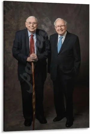 Charlie Mungers And Warren Buffett Black And White Portrait Art Posters Canvas Painting Wall Art Poster for Bedroom Living Room Decor 24x36inch(60x90cm) Frame-style