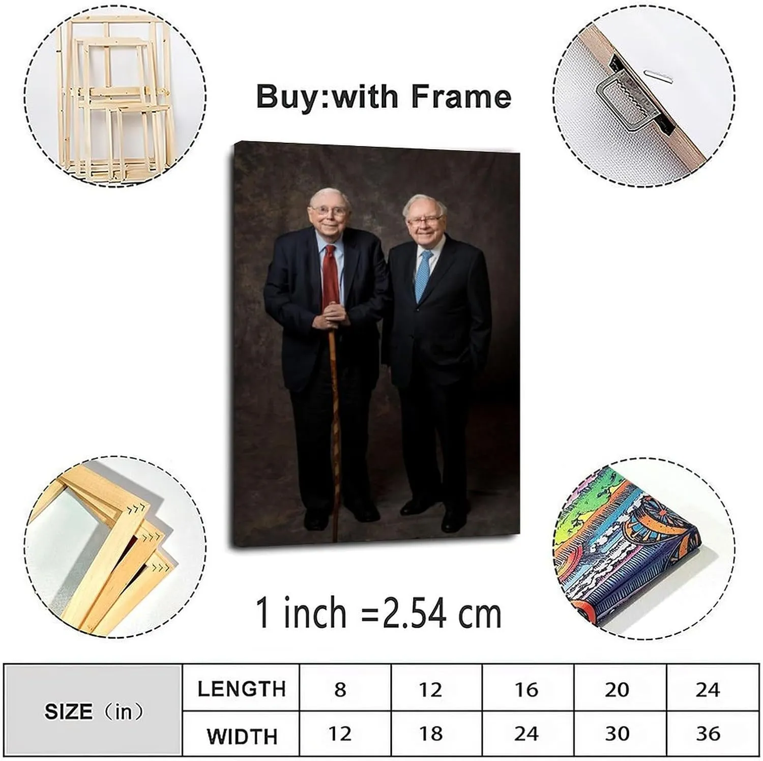 Charlie Mungers And Warren Buffett Black And White Portrait Art Posters Canvas Painting Wall Art Poster for Bedroom Living Room Decor 24x36inch(60x90cm) Frame-style