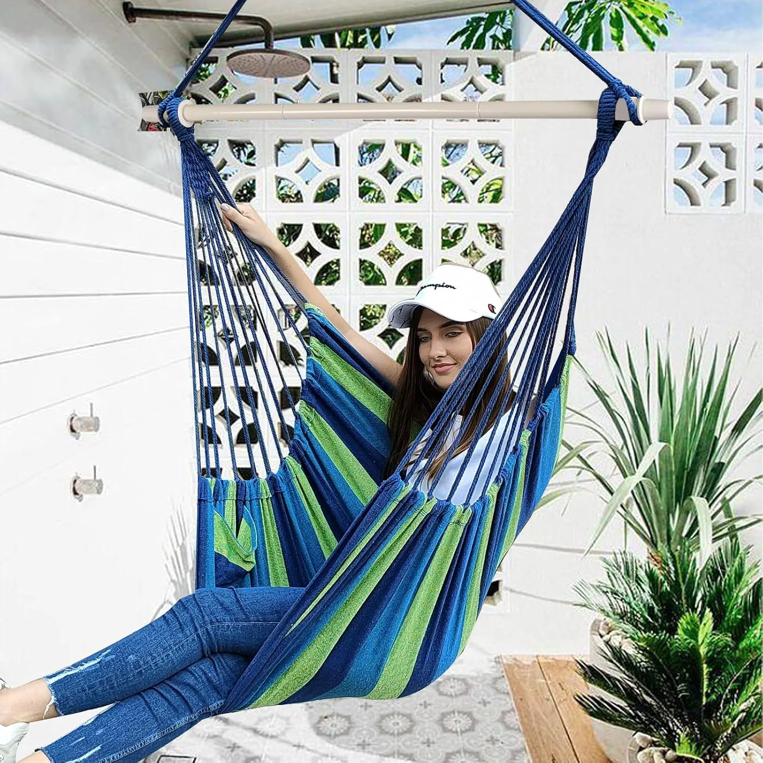 Chihee Hammock Swing Chair - Strong Metal, Collapsible, Portable, Max 500 lbs, Comfy Seat, Patio & Lawn, Cotton Blended, Indoor/Outdoor