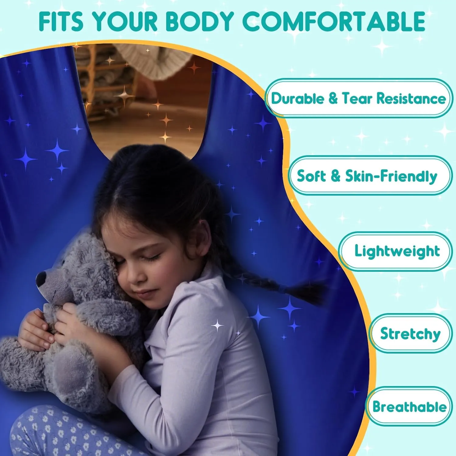 Chihee Sensory Swing Therapy Swing Hammock Indoor Outdoor for Kids, Hardware Included, Soft Breathable Nylon Cuddle Swing Joy Hammock for Child Adult with Autism, ADHD, Aspergers, Sensory Integration