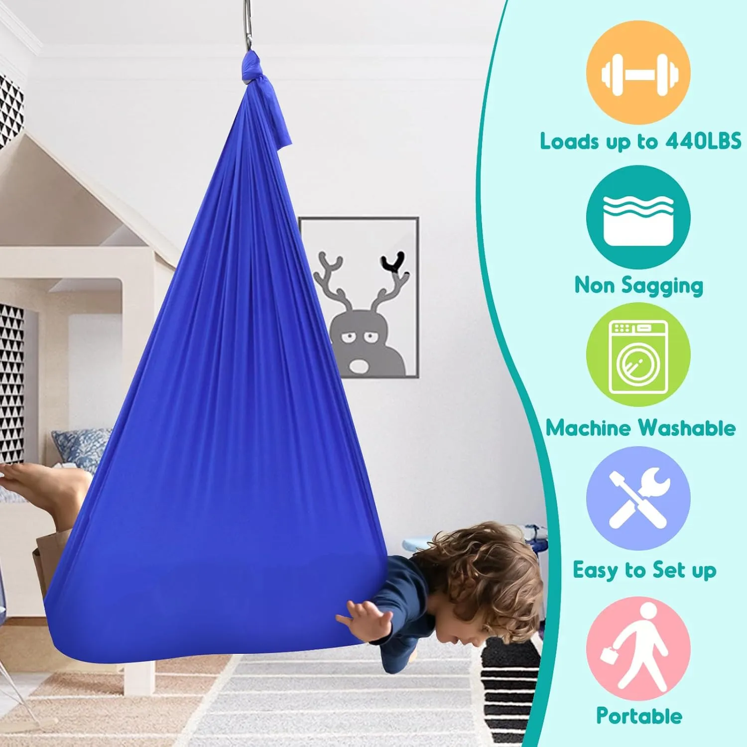 Chihee Sensory Swing Therapy Swing Hammock Indoor Outdoor for Kids, Hardware Included, Soft Breathable Nylon Cuddle Swing Joy Hammock for Child Adult with Autism, ADHD, Aspergers, Sensory Integration