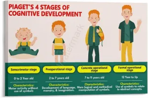 Child Development Stages Posters Piagets Stages Of Cognitive Development Poster (3) Canvas Painting Wall Art Poster for Bedroom Living Room Decor 30x20inch(75x50cm)