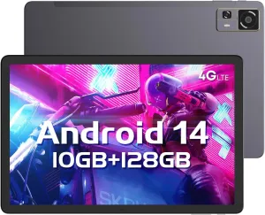 CHUWI Android 14 Gaming Tablet 10.95'', 128GB ROM 10GB RAM, Unisoc T616, FHD 1920x1200, 4G LTE Unlocked Tablets, 1TB Expand, 13MP Triple Camera, Widevine L1, BT5.0, 7000mAh, GPS, WiFi, with Case