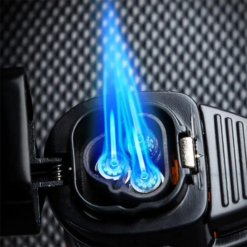 Cigar Lighter, Triple Jet Flame Butane Torch Lighter, Refillable, Windproof, Gift for Men (Black)