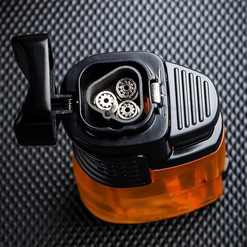 Cigar Lighter, Triple Jet Flame Butane Torch Lighter, Refillable, Windproof, Gift for Men (Black)