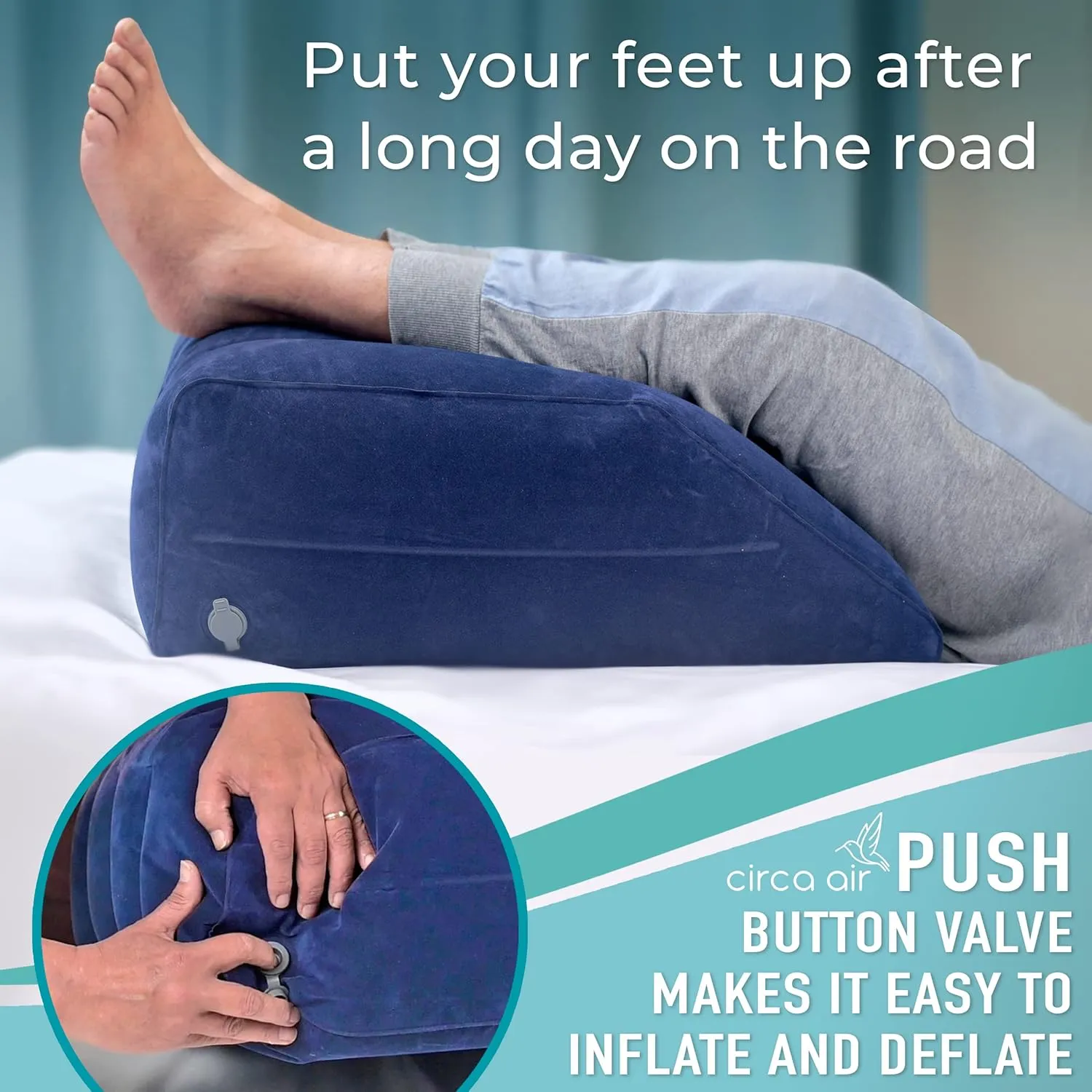 Circa Air Inflatable Leg Elevation Pillows for Swelling and Edema Relief, Travel Wedge Pillow for Legs, Foot Ankle Knee and Lower Back Pain Support, After Surgery Products