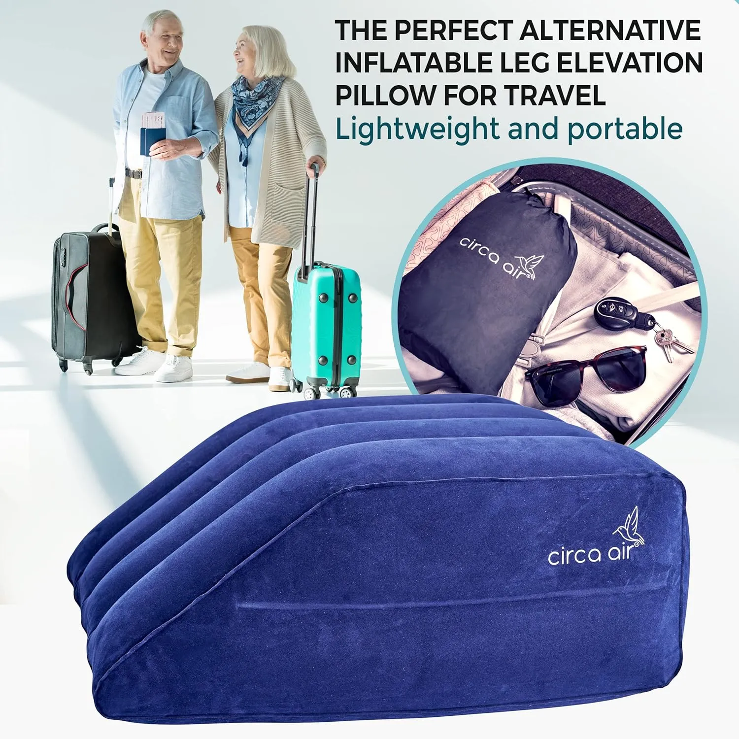 Circa Air Inflatable Leg Elevation Pillows for Swelling and Edema Relief, Travel Wedge Pillow for Legs, Foot Ankle Knee and Lower Back Pain Support, After Surgery Products