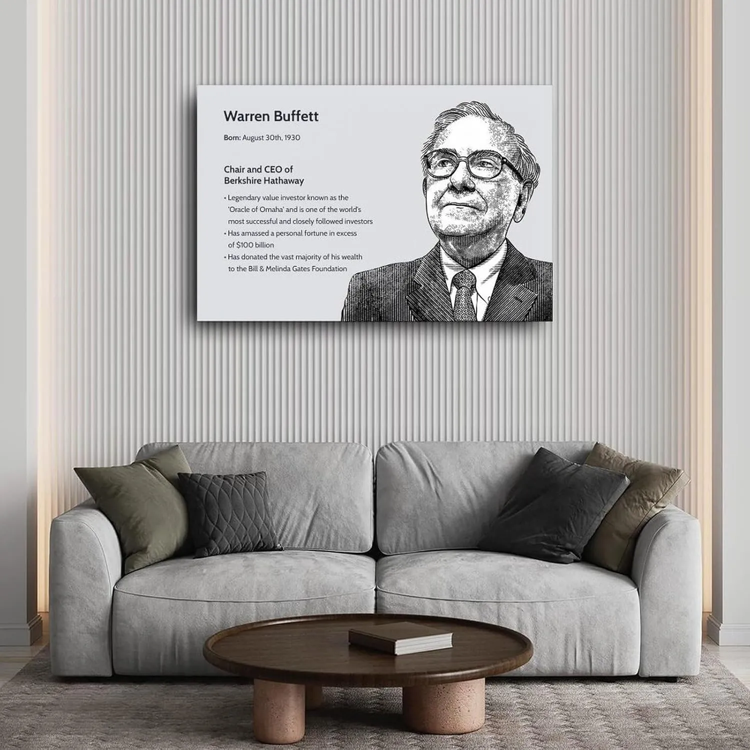 CKNVOSH Berkshire Hathaway Chairman Warren Buffett Portrait Art Quote Poster (3) Canvas Painting Posters And Prints Wall Art for Living Room Bedroom Decor 24x16inch(60x40cm) Unframe-style