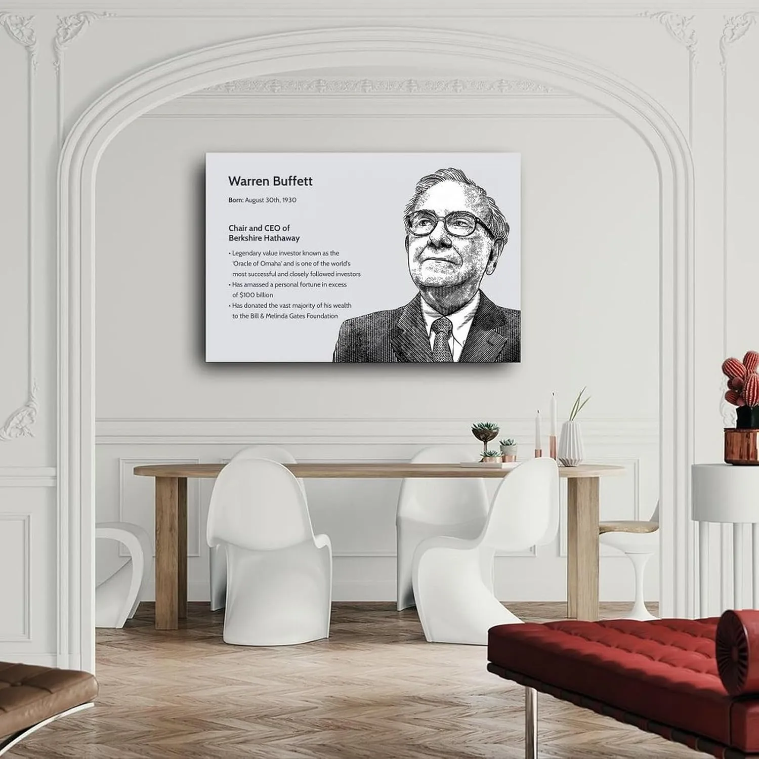 CKNVOSH Berkshire Hathaway Chairman Warren Buffett Portrait Art Quote Poster (3) Canvas Painting Posters And Prints Wall Art for Living Room Bedroom Decor 24x16inch(60x40cm) Unframe-style