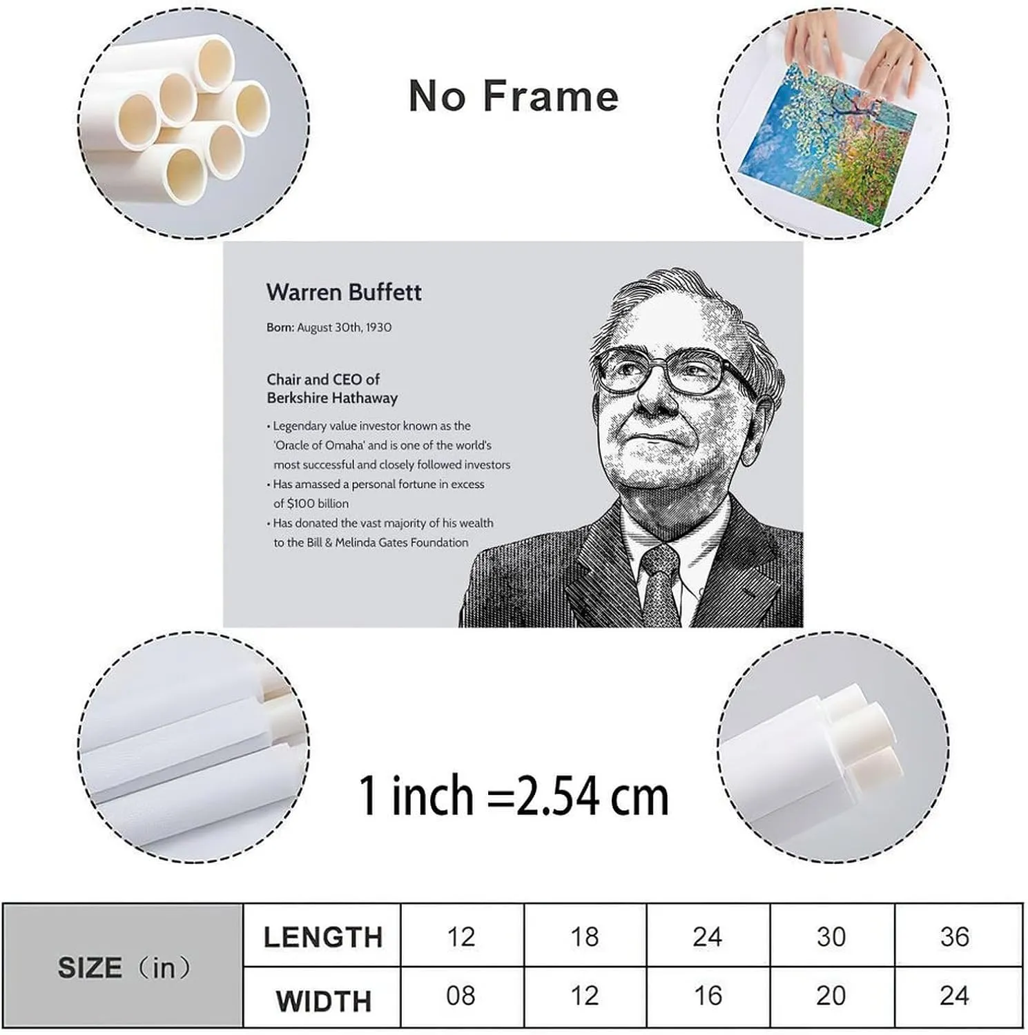 CKNVOSH Berkshire Hathaway Chairman Warren Buffett Portrait Art Quote Poster (3) Canvas Painting Posters And Prints Wall Art for Living Room Bedroom Decor 24x16inch(60x40cm) Unframe-style
