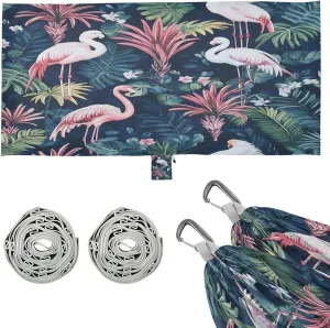 Classic Flamingos and Plants Camping Hammock Single Portable Hammocks 330 lbs Capacity with 2 Tree Straps and Attached Carry Bag,Perfect for Outdoor,Indoor,Beach,Camping,Travel