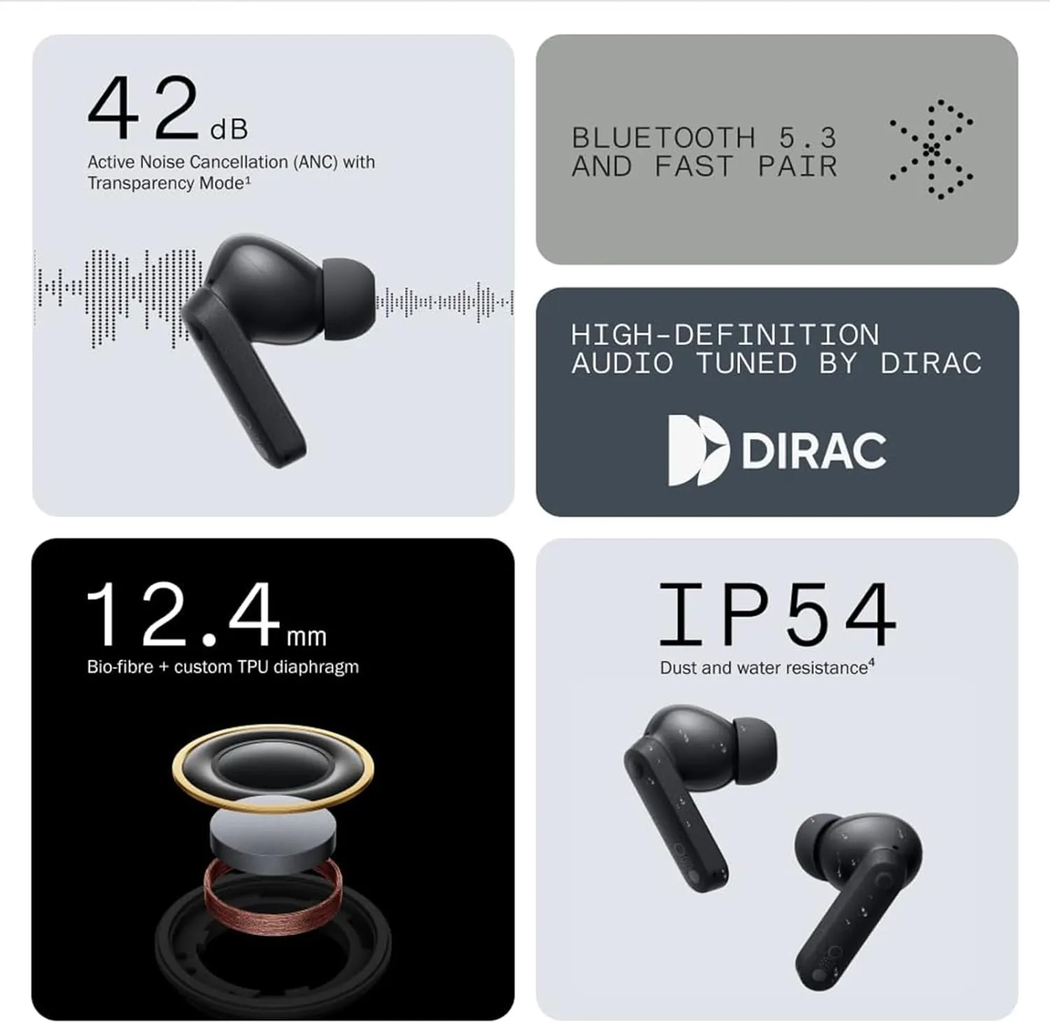 CMF Buds Wireless Bluetooth Earbuds, 42dB Noise Cancelling Earbuds, Dirac HD Audio, 35.5H Playtime, BT5.3, IP54 Waterproof, 4HD Mics Wireless Headphones for iPhone & Android (Orange)