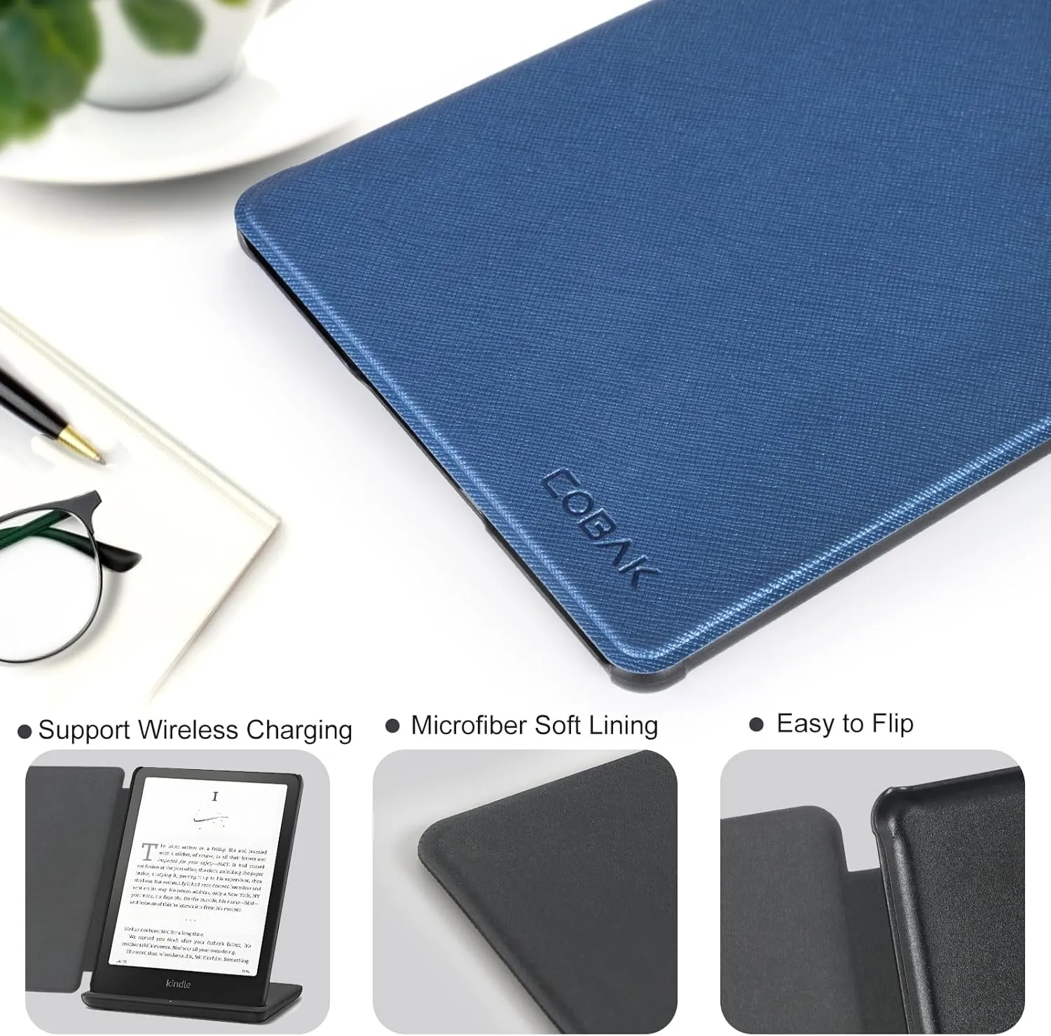 CoBak Case for 7" E-Readers - All New PU Leather Cover with Auto Sleep Wake Feature for E-Readers 2024 Released