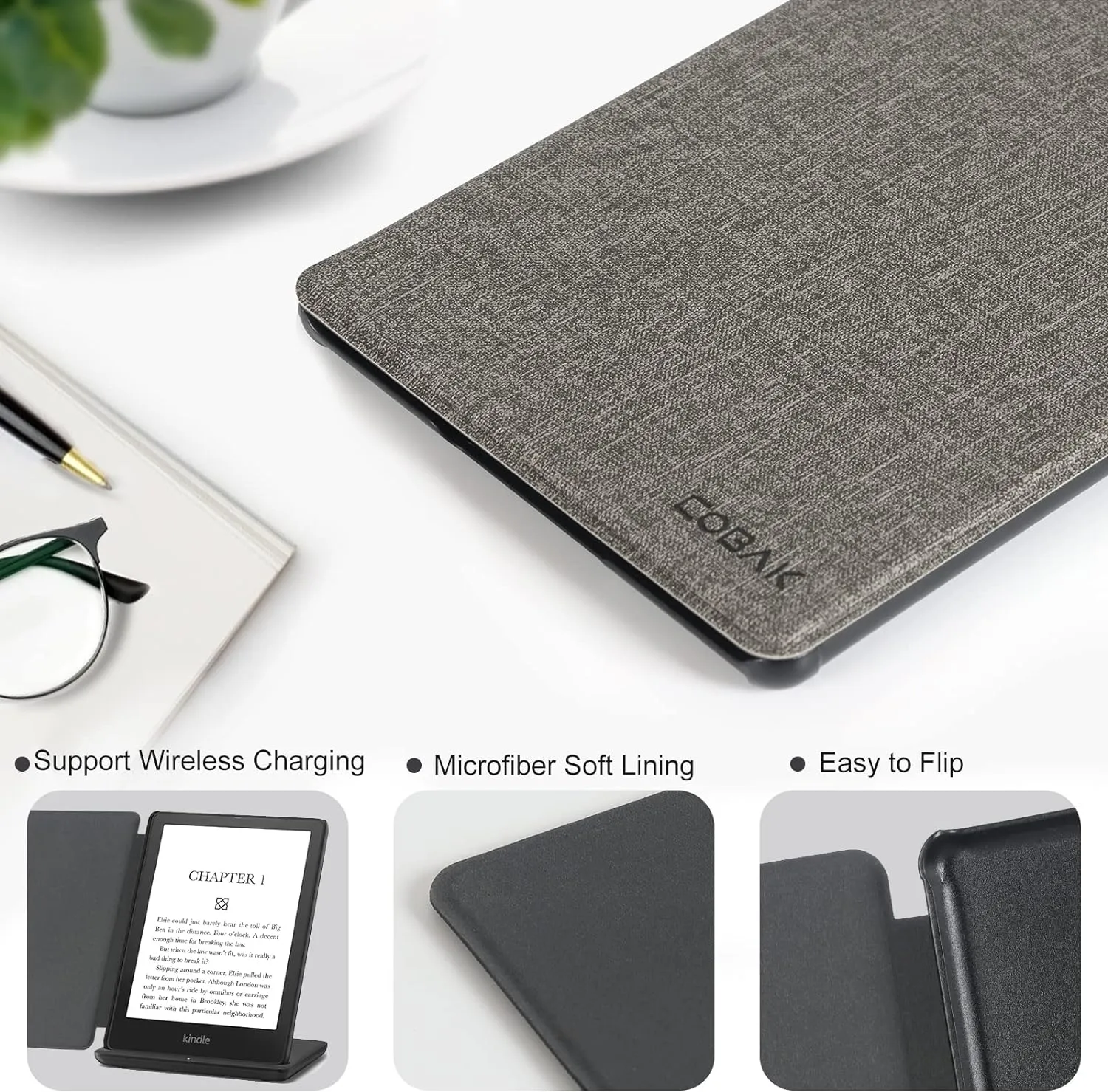 CoBak Case for All New 6 Inch E-Reader 2024 and 2022 (11 Generation) - PU Leather Smart Cover, Auto Sleep and Wake, not Compatible with Kobo Clara