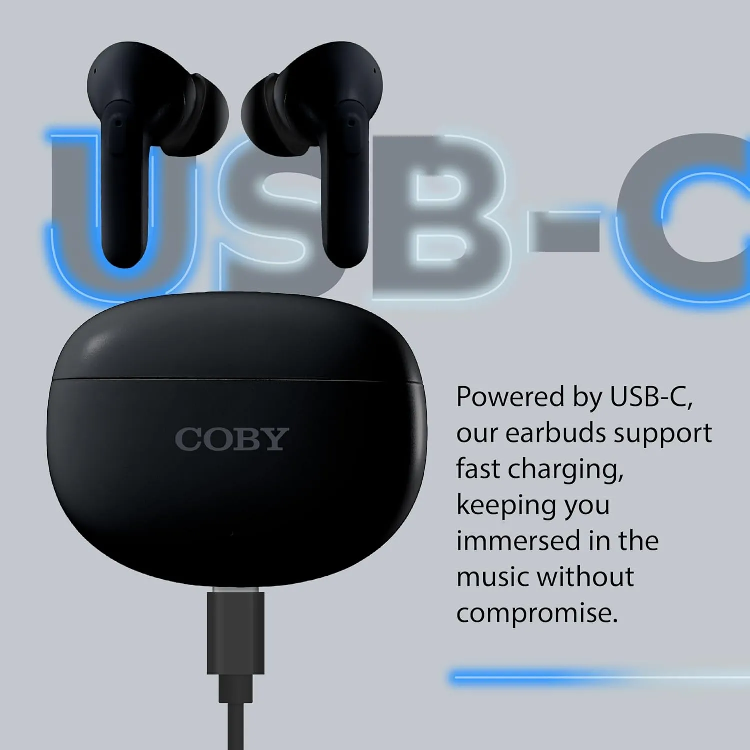 Coby Active Bluetooth Wireless Noise Cancelling Earbuds, 30db, USB C Charging Case, IPX7 Waterproof Wireless Earbuds, Transparency Mode, Smart App with Location Tracking, Customizable EQ (Black)