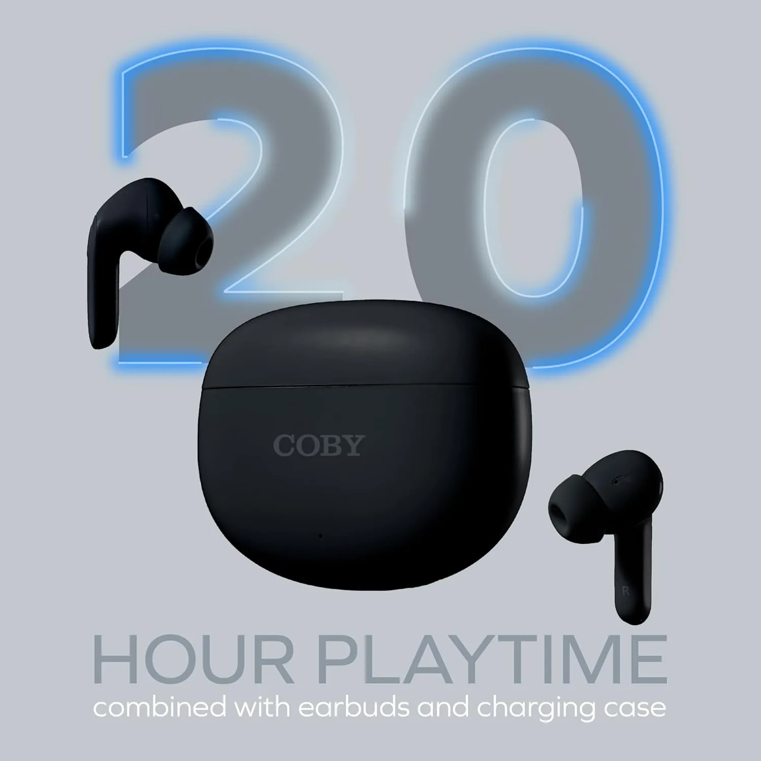 Coby Active Bluetooth Wireless Noise Cancelling Earbuds, 30db, USB C Charging Case, IPX7 Waterproof Wireless Earbuds, Transparency Mode, Smart App with Location Tracking, Customizable EQ (Black)