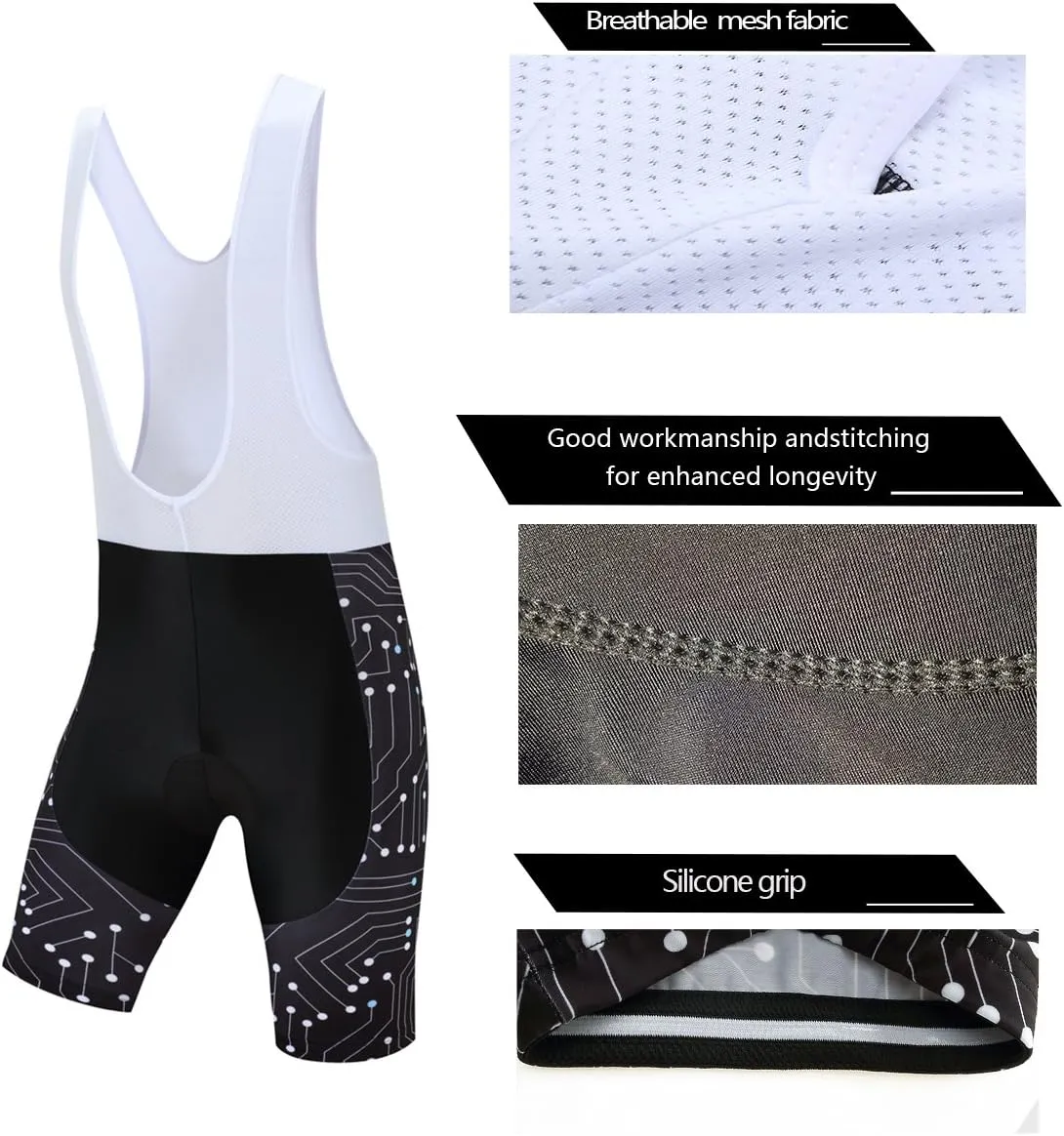 Coconut Ropamo CR Men's Cycling Jersey Set Road Bike Jersey Zipper Pocket Bib Shorts with 4D Padded Cycling Clothing Set