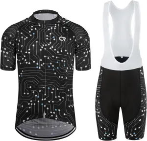 Coconut Ropamo CR Men's Cycling Jersey Set Road Bike Jersey Zipper Pocket Bib Shorts with 4D Padded Cycling Clothing Set
