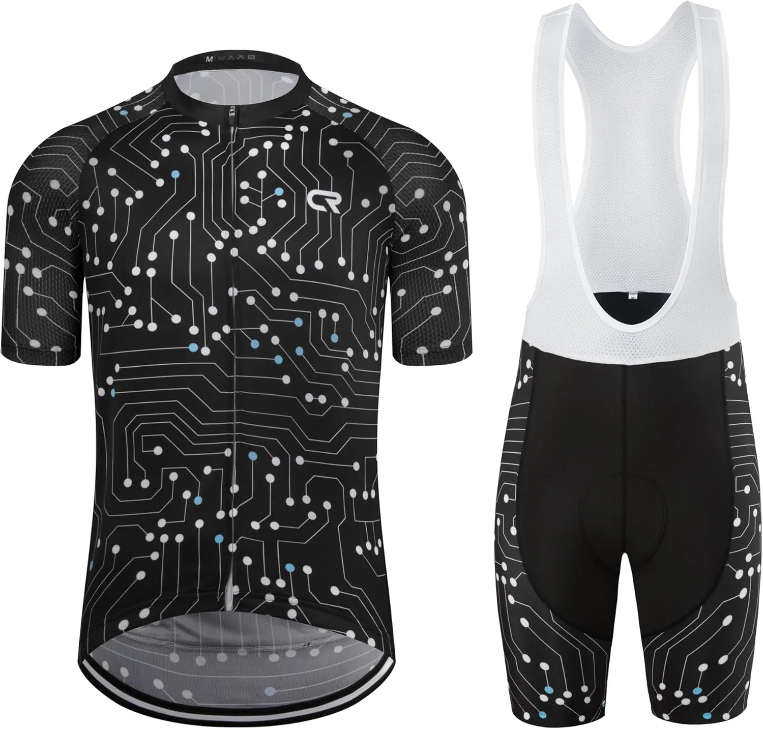 Coconut Ropamo CR Men's Cycling Jersey Set Road Bike Jersey Zipper Pocket Bib Shorts with 4D Padded Cycling Clothing Set