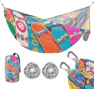 Colorful Cartoon Skateboard 330lb Capacity Outdoor Hammock with Portabl Carry Bag Indoor Hammock for Camping & Hiking Essential sillas para acampar