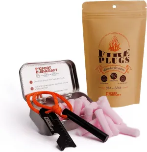 Complete Mini Fire Starting Kit - Waterpoof, Windproof, 5  Minute Burn - Includes 16 Fire Plugs, Hinged Travel Tin, and Mini Ferro Rod Set