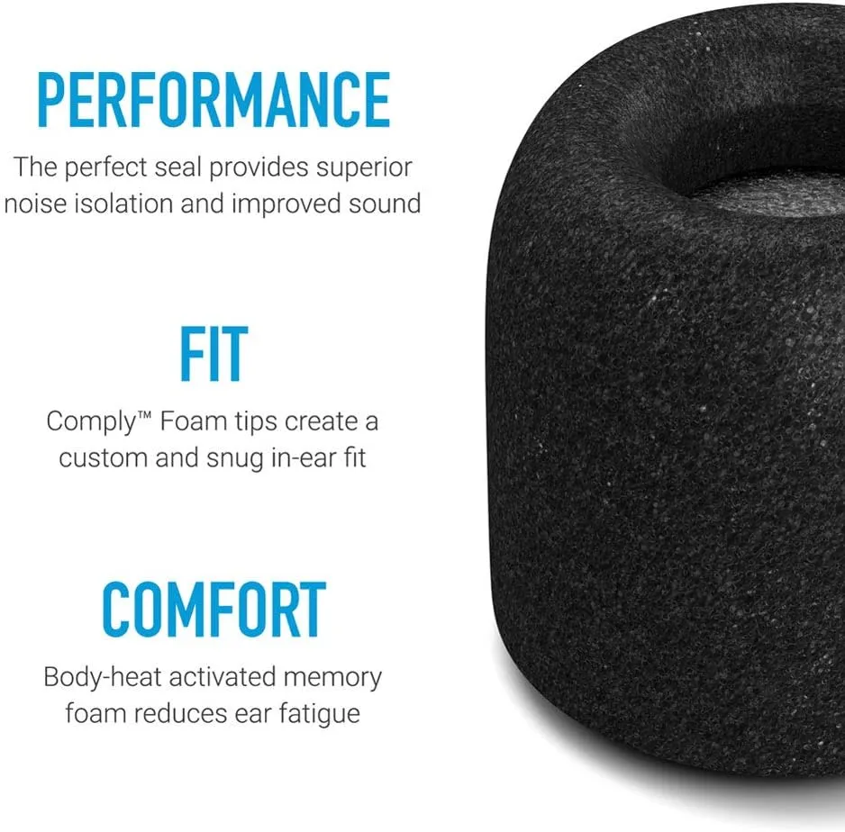 Comply TW-170-A | Memory Foam Replacement Earbud Tips for Bowers & Wilkins, Jabra, SteelSeries, TOZO, Soundcore | Ultimate Comfort, Secure Fit, Superior Noise Isolation | Black (S/M/L) (3 Pairs)