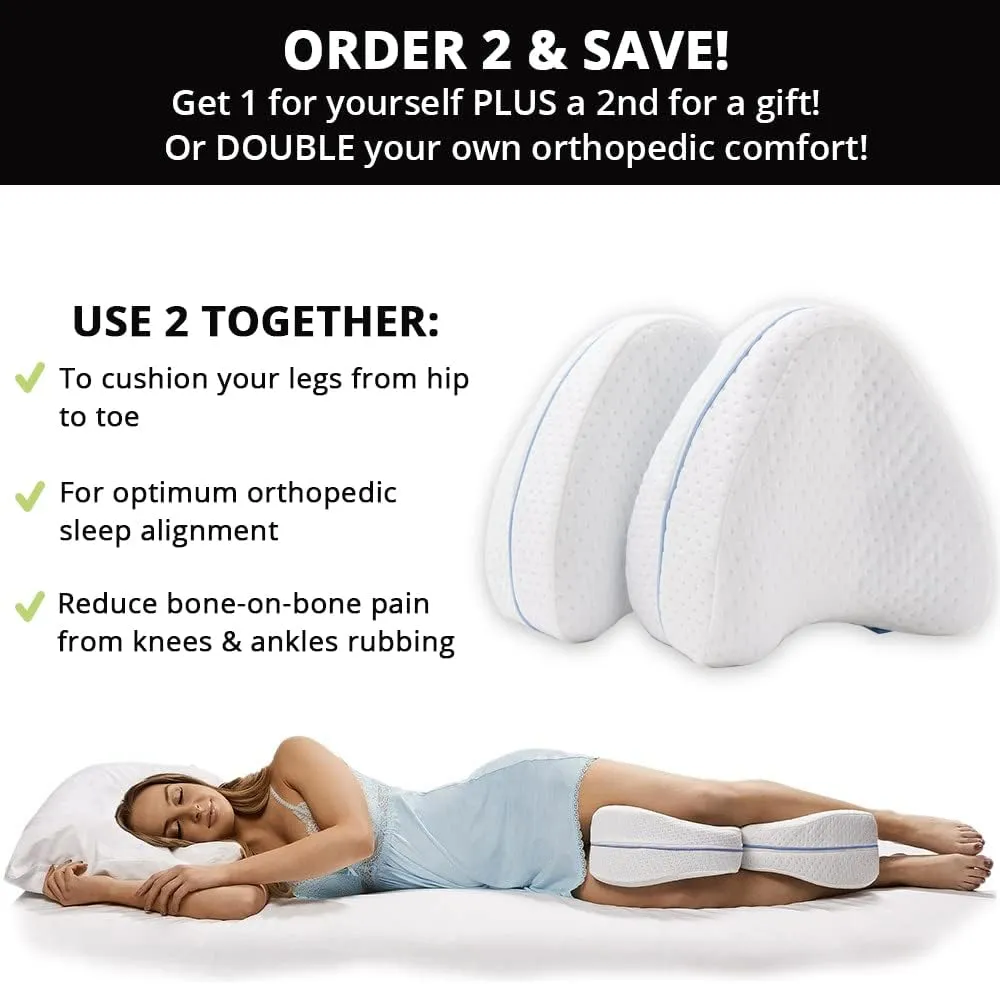 Contour Legacy Leg & Knee Foam Support Pillow for Side Sleepers Soothing Relief for Back, HIPS, Knees, Joints, Nerves & Muscles