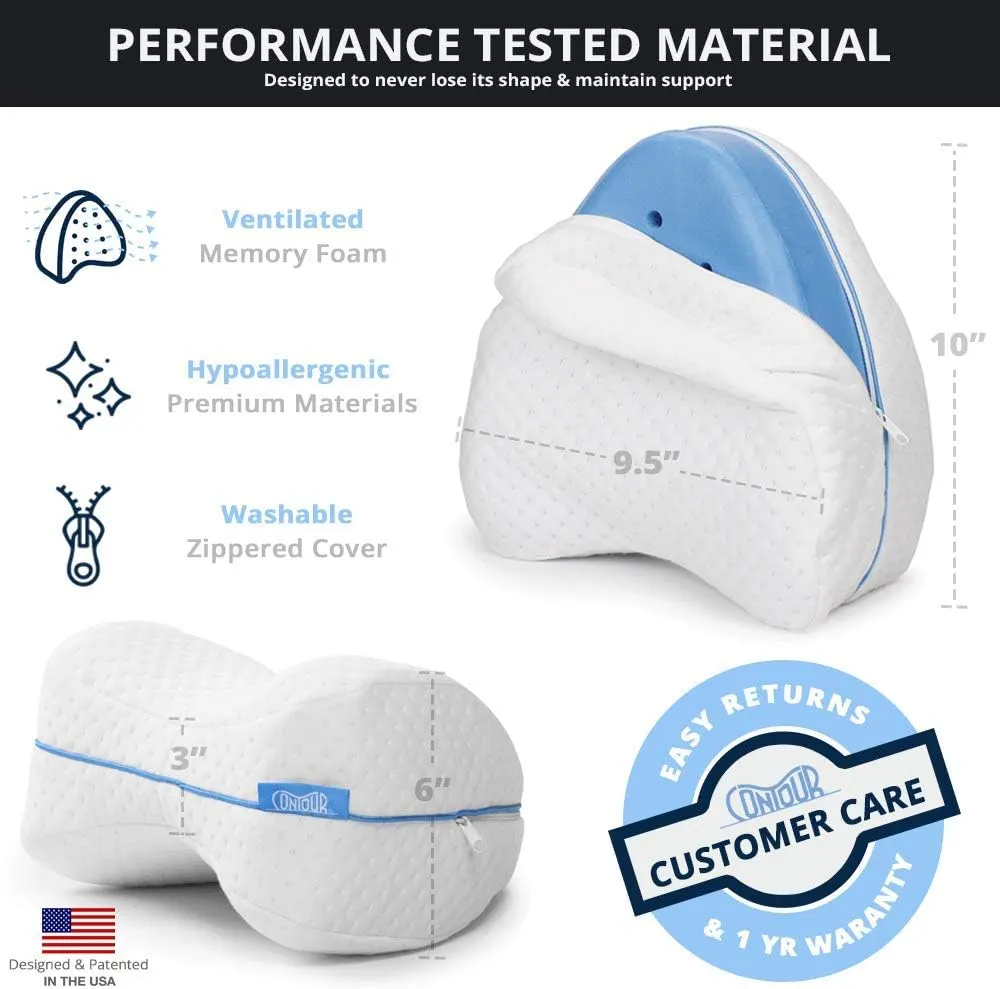Contour Legacy Leg & Knee Foam Support Pillow for Side Sleepers Soothing Relief for Back, HIPS, Knees, Joints, Nerves & Muscles