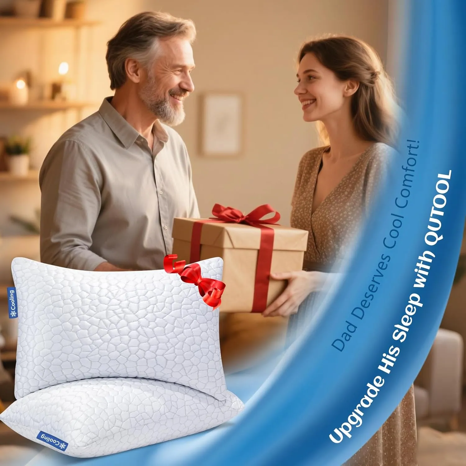 Cooling Bed Pillows for Sleeping, Shredded Memory Foam Pillows 2 Pack, Gel Pillows Standard Size Set of 2, Support yet Soft Pillow for Side, Back Sleepers Adjustable Pillow with Removable Cover