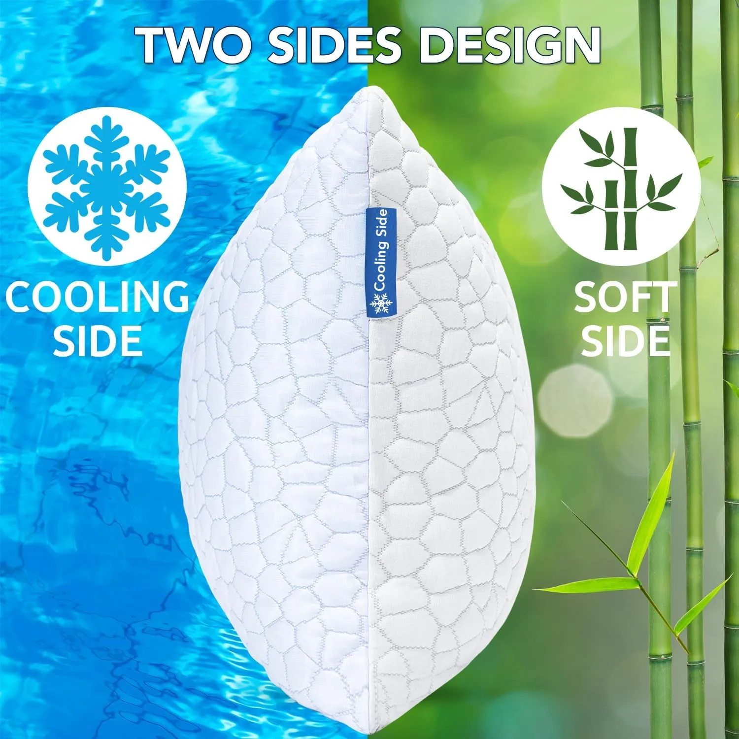 Cooling Bed Pillows for Sleeping, Shredded Memory Foam Pillows 2 Pack, Gel Pillows Standard Size Set of 2, Support yet Soft Pillow for Side, Back Sleepers Adjustable Pillow with Removable Cover