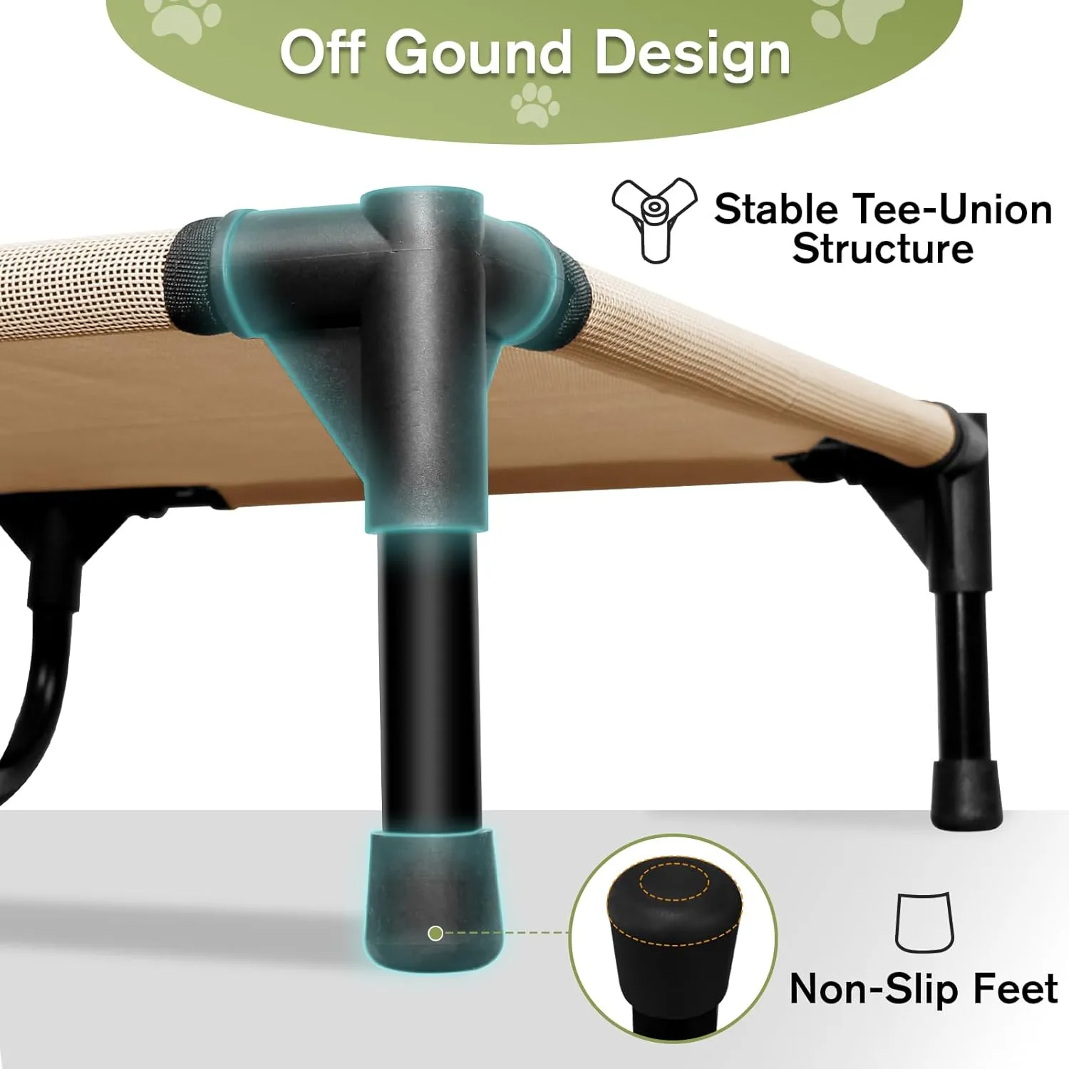 Cooling Elevated Dog Cots Beds for Large Dogs, Outdoor Raised Pet Hammock Beds with Breathale Mesh, Stable Pets Place Bed with Non-Slip Feet, Lifted Dogs Cot, Easy to Clean, Brown, L