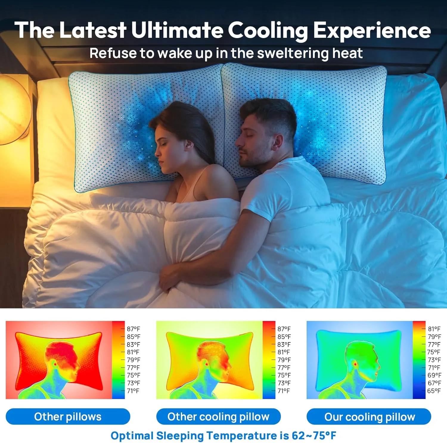 Cooling Gel Memory Foam Pillows Queen Size Set of 2 for Sleeping,Bamboo Rayon Adjustable Firm Shredded Foam Bed Pillows 2 Pack for Side, Back, Stomach Sleepers Luxury Washable Breathable Pillowcase