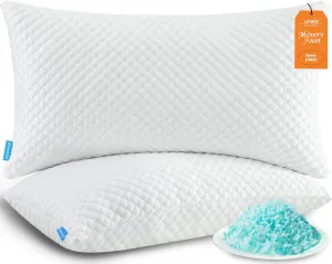 Cooling Memory Foam Pillows Firm and Soft, Queen Size Set of 2, Original Adjustable Pillows for Side, Back or Stomach Sleepers