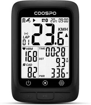 COOSPO Bike Computer GPS Wireless, ANT  Cycling Computer GPS with Bluetooth, Multifunctional ANT  Bicycle Computer GPS with 2.4 LCD Screen, Bike Speedometer with Auto Backlight IP67