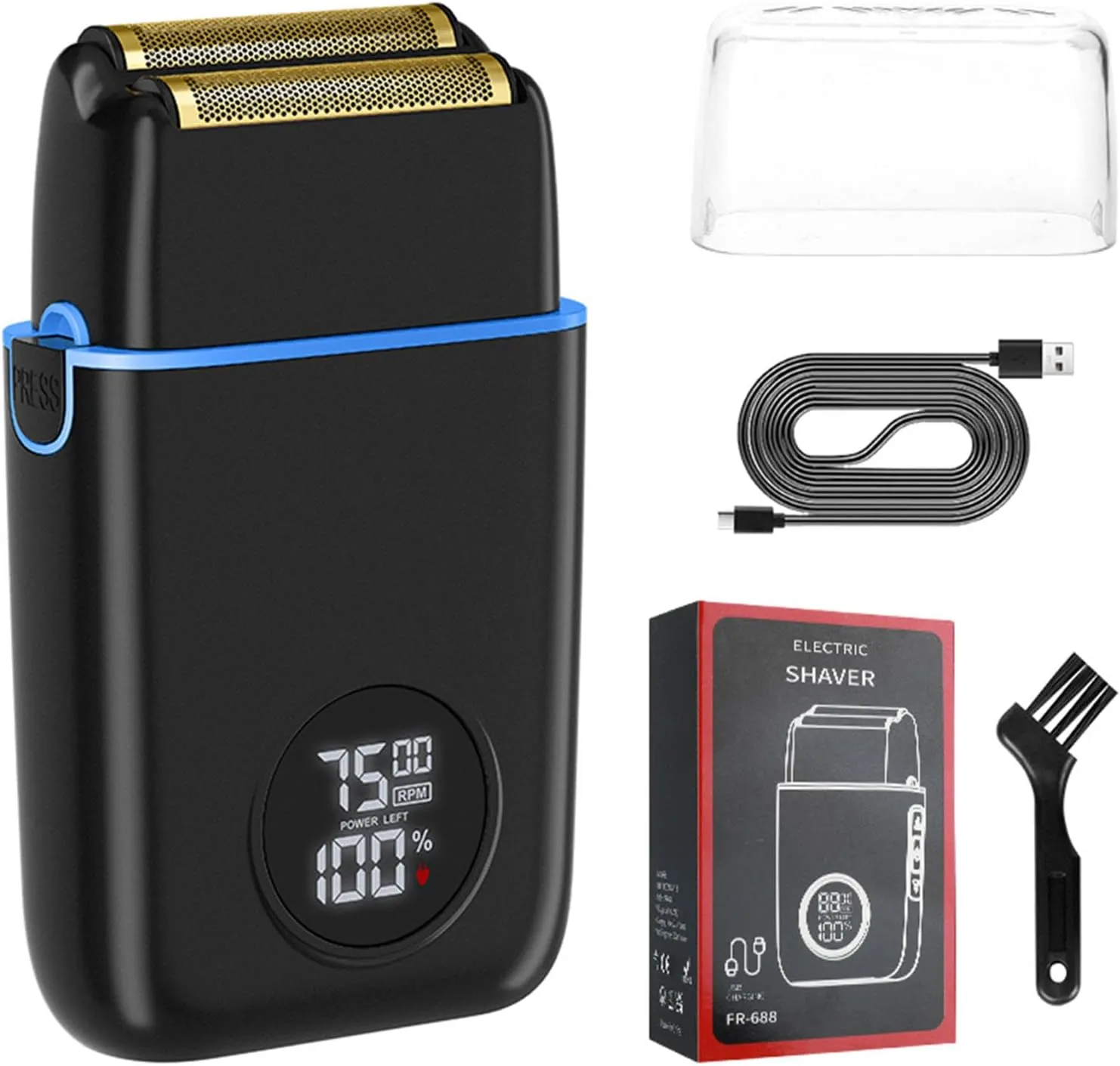 Cordless Men's Electric Foil Shaver Double Rechargeable Shaving Device with USB Charging Beard Trimmer