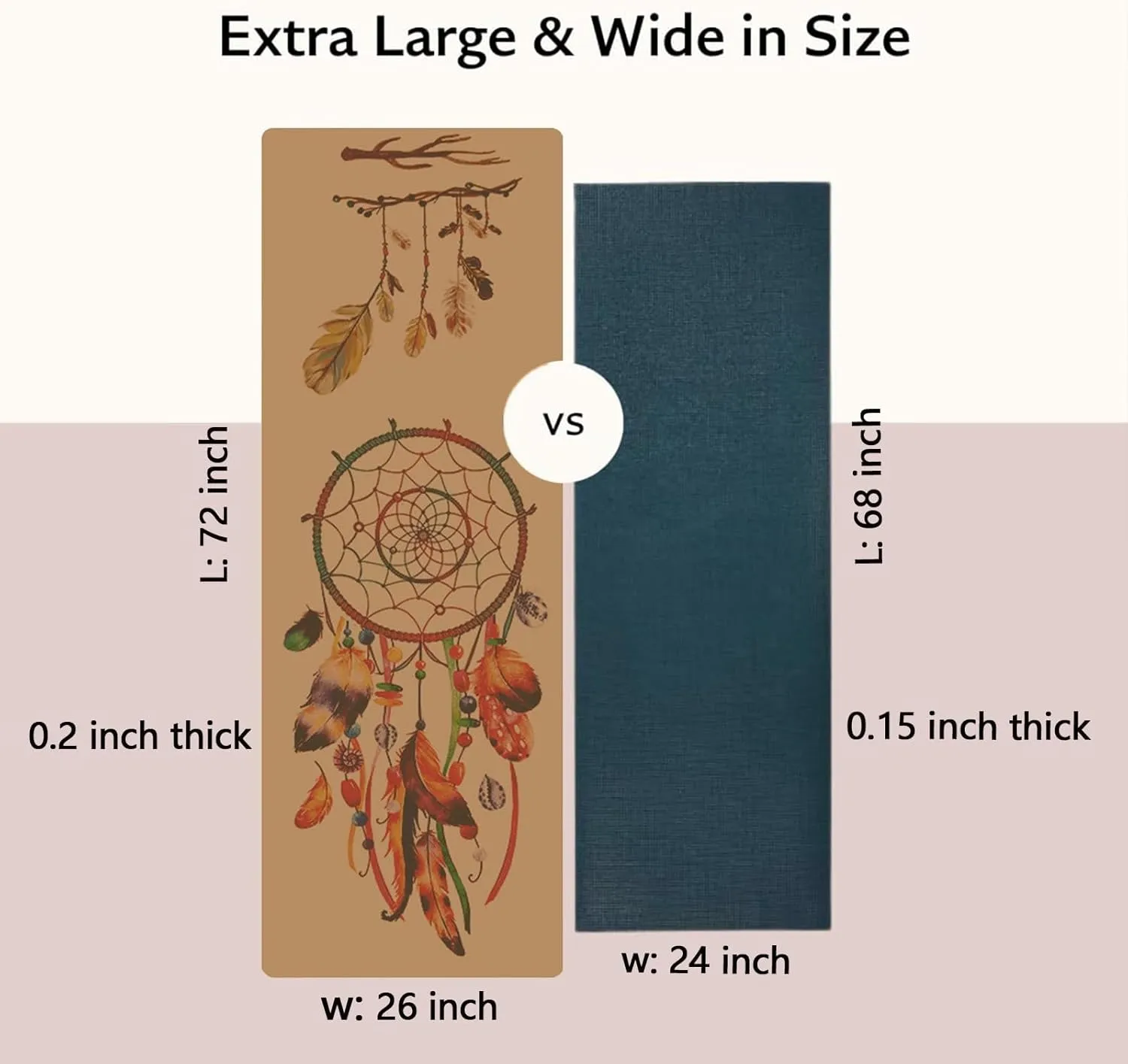 Cork Yoga Mat, Sweatproof NonSlip, Lightweight TPE foam, for Workouts Home Gym Travel