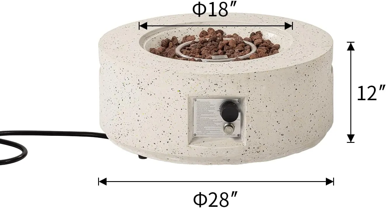 COSIEST Outdoor Propane Fire Pit Coffee Table, 28-inch Terrazzo Round Base Patio Heater, CSA Certified, 40,000 BTU Stainless Steel Burner, Free Lava Rocks, Waterproof Cover