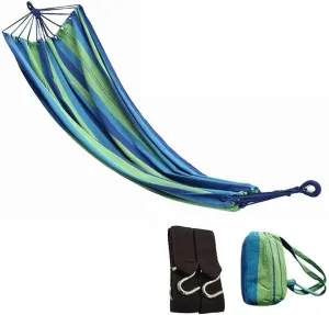 Cotton Brazilian Hammock, Soft and Comfortable Single Hammock for Patio, Porch, Garden, Backyard, and Camping, Breathable Canvas Fabric, 220lb Weight Capacity, Portable with Carry Bag
