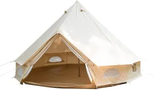 Cotton Canvas Tent with Stove Jack, 16.4ft Waterproof Bell Tent for Glamping, 4 Season Luxury Outdoor Camping Yurt Tent 8-10 Person, Great for Family Camping