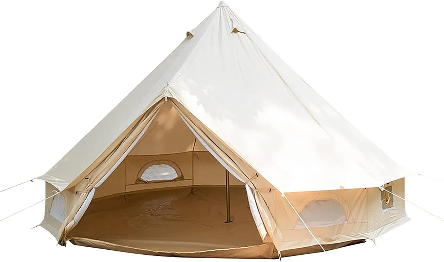 Cotton Canvas Tent with Stove Jack, 16.4ft Waterproof Bell Tent for Glamping, 4 Season Luxury Outdoor Camping Yurt Tent 8-10 Person, Great for Family Camping