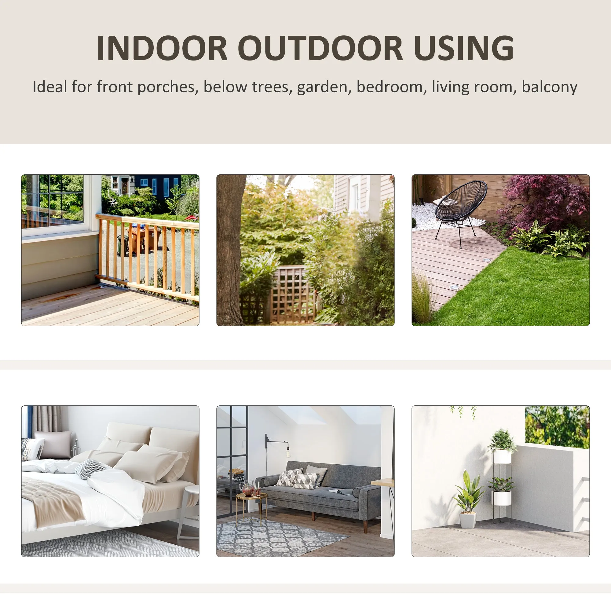 Cotton Rope Hanging Hammock Chair Swing with Cushion Metal Frame for Patio Garden Cream White
