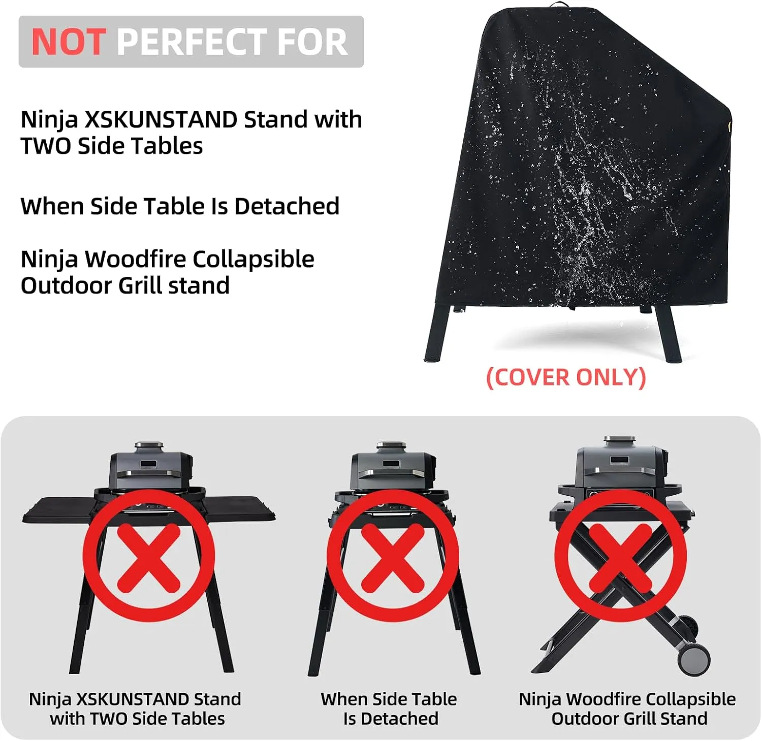 Cover for Ninja XSKUNSTAND Outdoor Stand with One Side Table, Outdoor Grill Accessories for Ninja Woodfire Grill OG700/800/900 and Pizza Oven OO100 Series, Waterproof and Windproof (Cover Only)