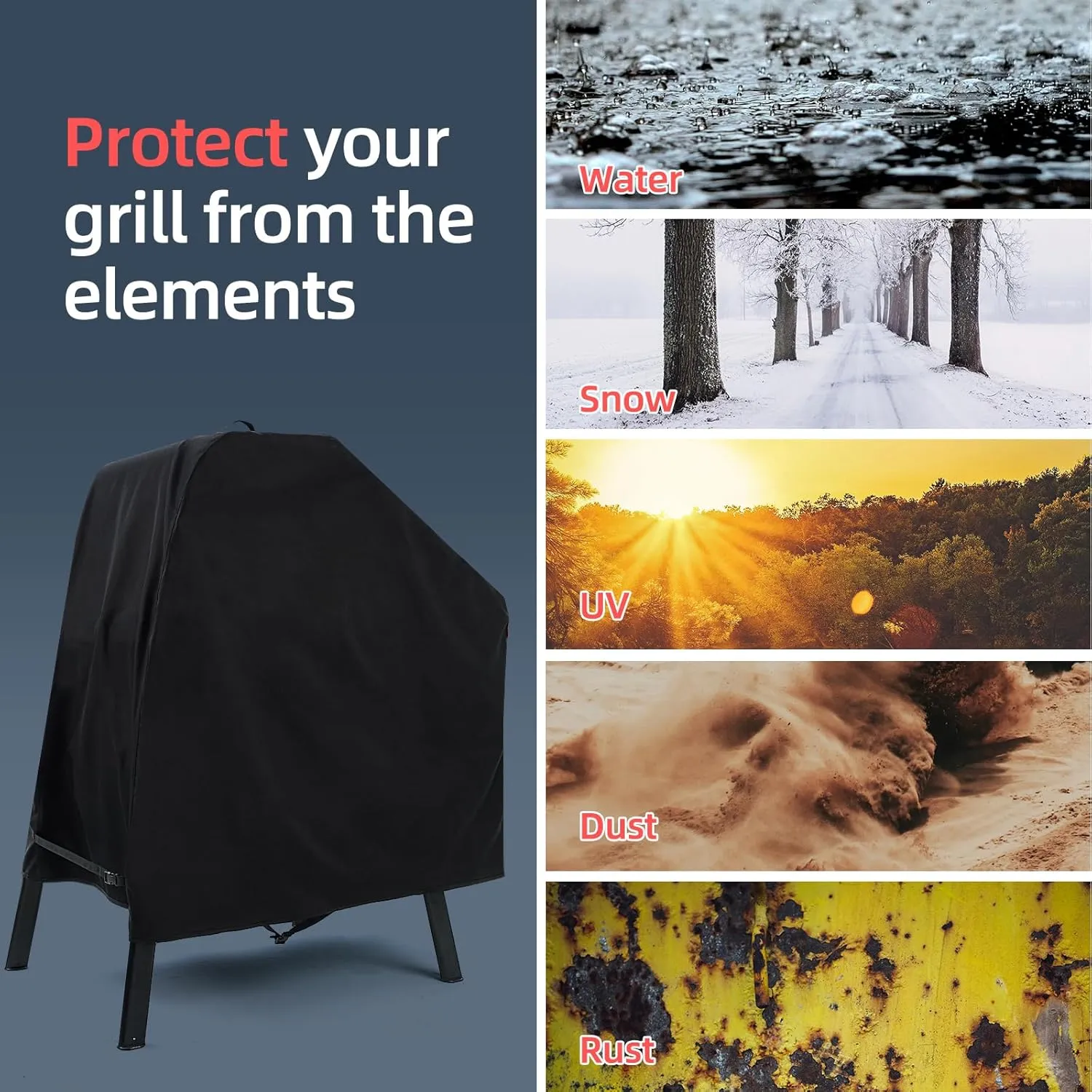 Cover for Ninja XSKUNSTAND Outdoor Stand with One Side Table, Outdoor Grill Accessories for Ninja Woodfire Grill OG700/800/900 and Pizza Oven OO100 Series, Waterproof and Windproof (Cover Only)