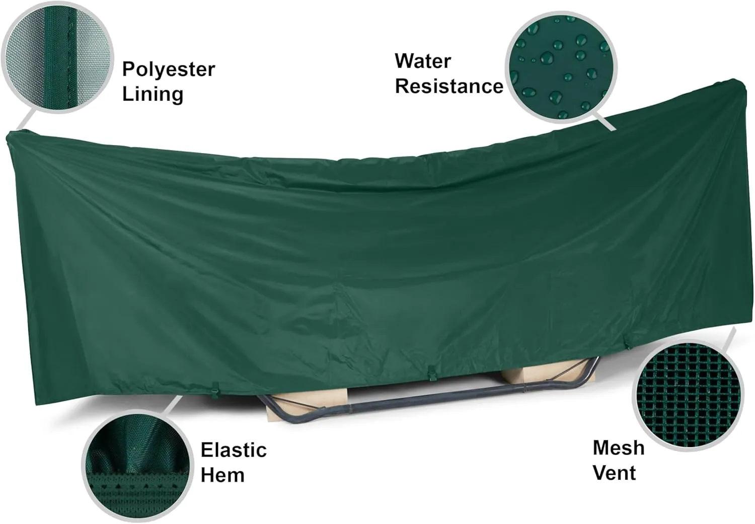 Covermates Hammock Cover - Light Weight Material, Weather Resistant, Adjustable Buckle Straps, Seating and Chair Covers, 188W x 58D x 20H, Green