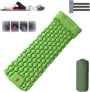 Coziya Matelas, Portable Waterproof Sleeping Pad, Ultralight Inflatable Camping Mattress, Built-in Pillow and Anti-Slip Design, for Camping, Travel, Home, Office (Army Green)